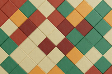 Material Design Concept. Seamless Pattern Of Colored Leather Squares With Embossed Texture On...