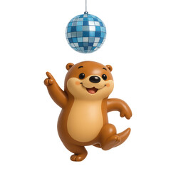 Obraz premium PNG Dancing otter with disco ball