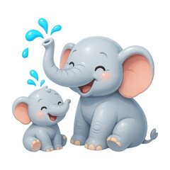 Obraz premium PNG Adorable elephants joyfully playing.