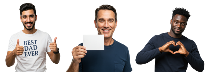 Group of Diverse Men Showing Emotions and Messages of Love and Appreciation