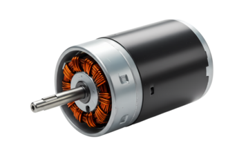 Detailed Closeup of a Brushed DC Electric Motor isolated on transparent background