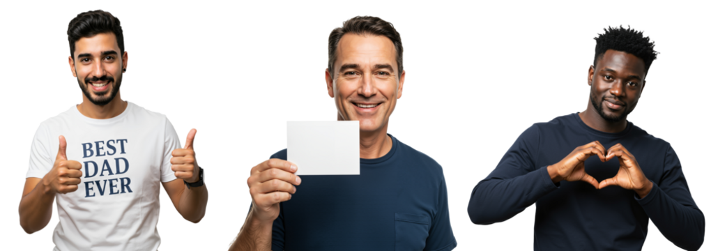 Group of Diverse Men Showing Emotions and Messages of Love and Appreciation