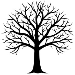 Obraz premium Bare Tree Vector: Winter Tree Illustration for Nature, Seasons, and Environmental Designs