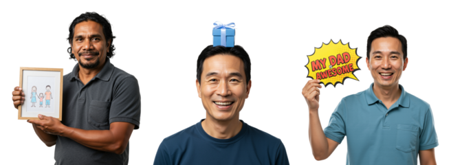 Cheerful Asian Man Holding Signs and Gifts, Engaging with Audience, Promoting Exciting Offers