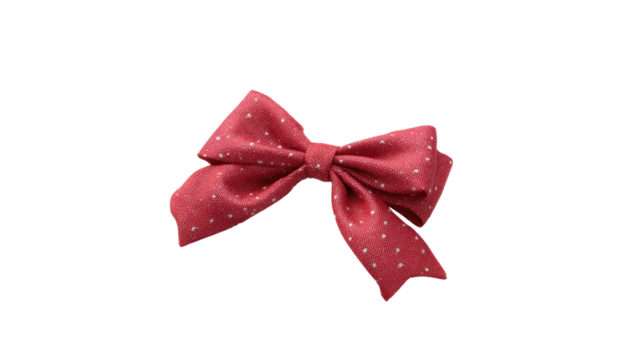 Red polka dot bow tie isolated on transparent background