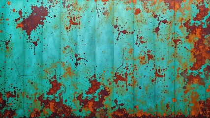 Abstract design with teal base and rusted spots, a unique and intriguing background for creative projects