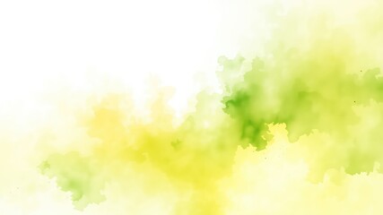 Soft yellow and green watercolor wash with abstract organic shapes on a white background for a fresh and airy design