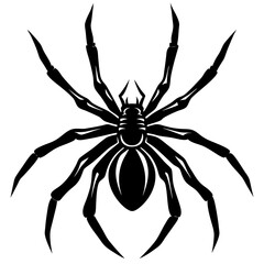 Obraz premium Spider Silhouette Vector: Creepy Insect Design, Arachnid Symbol, Black and White Graphic, Royalty-Free Illustration for Halloween and Horror Projects
