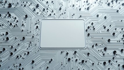 Sleek modern motherboard design showcases integrated circuitry with a blank central panel ready for customized text or logo placement