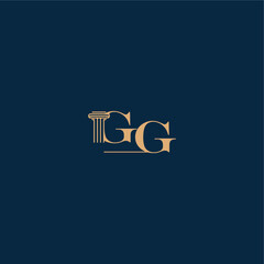 classy law logo with monogram and pillar letter concept of elegant attorney design GG