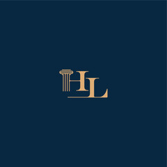 classy law logo with monogram and pillar letter concept of elegant attorney design HL