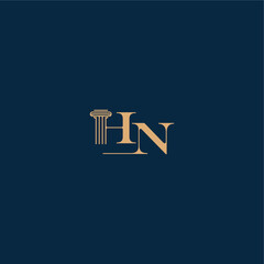 classy law logo with monogram and pillar letter concept of elegant attorney design HN