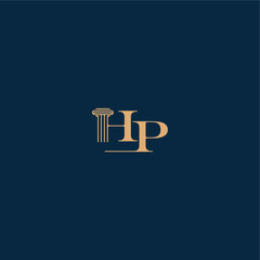 classy law logo with monogram and pillar letter concept of elegant attorney design HP