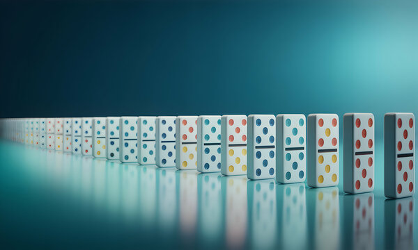 Colorful Dominoes A Cascade of Vibrant Tiles and Chain Reaction Concept