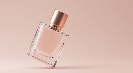 Elegant Perfume Bottle Floating Against a Soft Peach Background variation 3