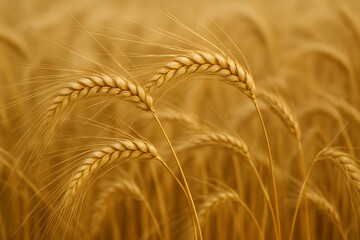 Golden Wheat Field: A Close-Up of Ripe Grain Stalks