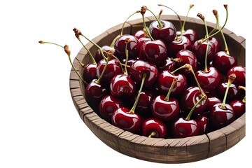 cherries in a bowl isolated on transparent background