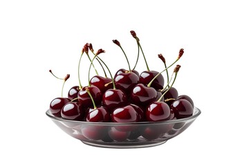 cherries in a bowl isolated on transparent background