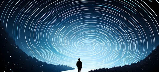 pop surreal unreal silhouettes spiral towards snow bear, ai generatif