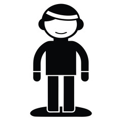 Simple black and white icon of a person standing