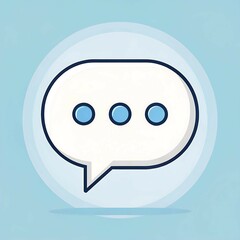 Obraz premium Flat vector illustration of a speech bubble with three dots symbolizing typing or live messaging – perfect for communication apps, customer support, texting interface, online chat, and social media UI