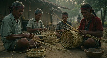 Skilled Hands Weaving Tradition: Indigenous Artisans Craft Baskets