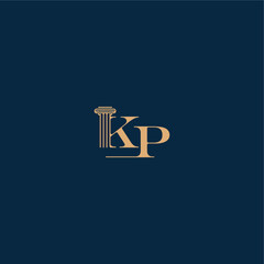 classy law logo with monogram and pillar letter concept of elegant attorney design KP