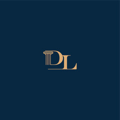 classy law logo DL concept of elegant attorney design with monogram and pillar letter