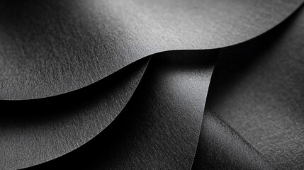 Elegant dark gray paper layers creating abstract waves background