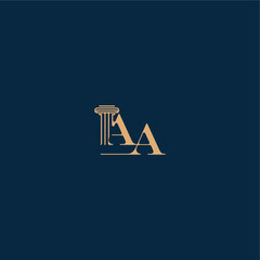 with monogram and pillar concept of elegant attorney design AA classy law logo letter