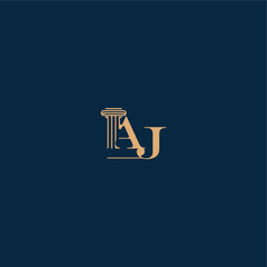 with monogram and pillar concept of elegant attorney design AJ classy law logo letter