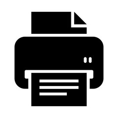 icon with a visible paper output and a folded corner on the inserted sheet, symbolizing printing action.