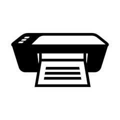 vector icon of a modern printer with a paper sheet output, symbolizing printing tasks or office equipment.
