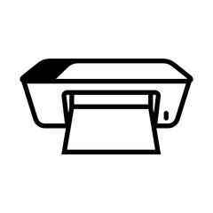 Black line icon of a basic printer with an empty paper tray, representing a simple printing device or idle status.
