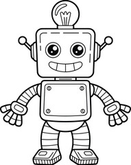 Happy Painter Cartoon Character with a Big Smile Holding Paint Can and Brush, Ready to Decorate.