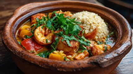Shrimp and Vegetable Tagine with Couscous