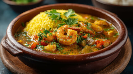 Seafood Tagine with Rice and Vegetables