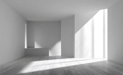 Obraz premium Empty room with sunlight streaming in.