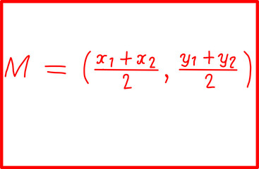 midpoint of two points mathematical formula. analytical geometry, point coordinates and distance