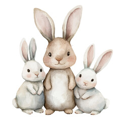 Bunny Figurines, watercolor illustration vector, isolated on a white background.