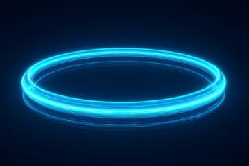 A futuristic, glowing blue neon ring, abstract, science fiction