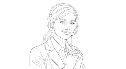 Friendly Customer Service Woman Wearing Headset Smiling in Office Setting