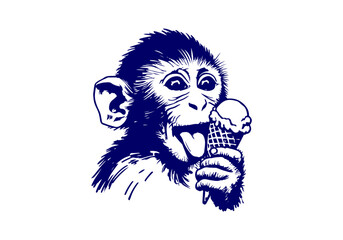 Eating Ice Cream simple hand drawn vector illustration