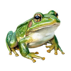 Obraz premium Bullfrog Close Up, watercolor painting vector, isolated on a white background.