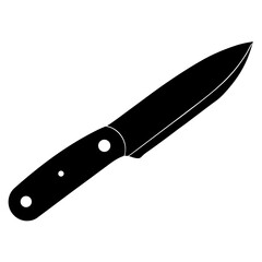Black silhouette of a paring knife with a wooden handle isolated