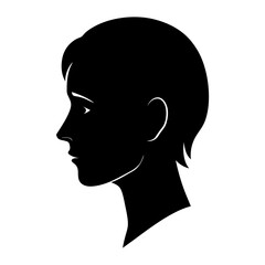 Silhouette of a Woman s Head in Profile with Short Haircut