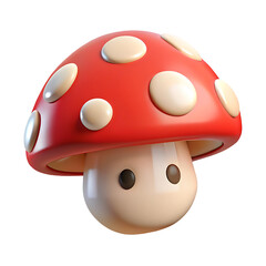 Cute 3D Render: Red Mushroom with White Spots - Perfect for Games, Illustrations, and Designs 3D icon high quality resolution