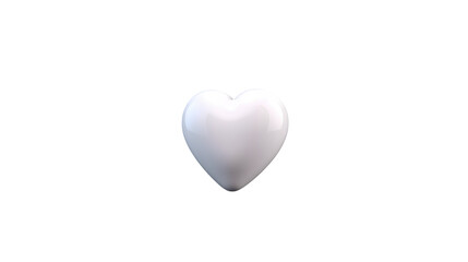 Fototapeta premium A single glossy white heart shape isolated on a transparent background isolated on transparent background