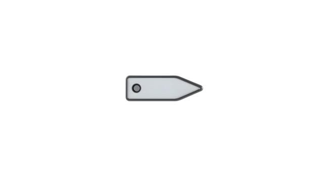 Simple white tag with a dark border and a circular hole isolated on transparent background - Powered by Adobe