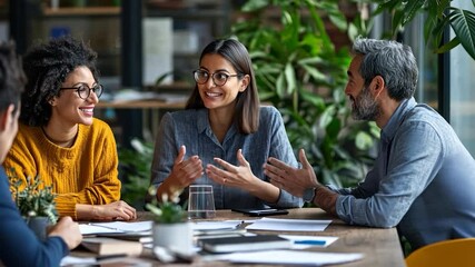 Diverse group in discussion - Powered by Adobe